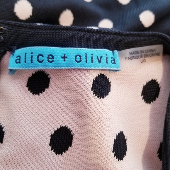 Alice + olivia black polka dots knit ribbed sleeveless dress - Picture 6 of 8